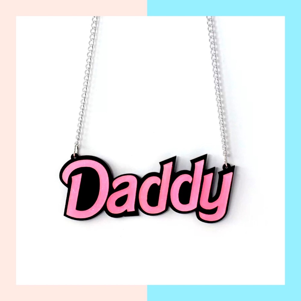 Pink acrylic “Daddy” necklace